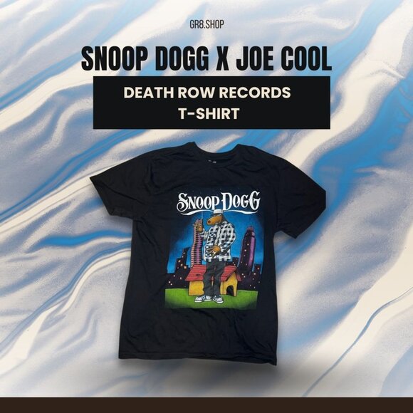 Snoop Dogg X Joe Cool Death Row Records Graphic T-Shirt Medium Black 100% Cotton - Picture 1 of 4